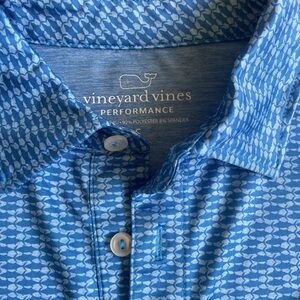 Vineyard Vines Blue Patterned Performance Polo Size S EUC